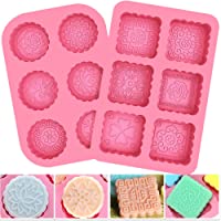 Los mejores  - BESYZY Molde Redondo y Cuadrado 6 cavidades Moldes del Pastel del silicón de jabón de cake de Chocolate